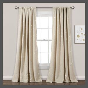 Lush Decor - Set of 2 95"x52" Kids' Star Blackout Window Curtai Neutral